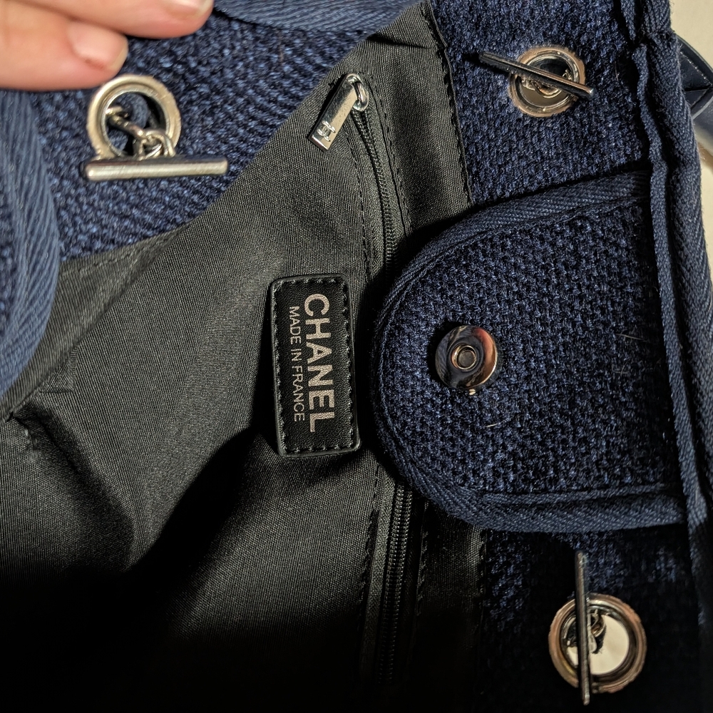 Chanel Navy Blue Tote with Chain Handles - Picture 5 of 5